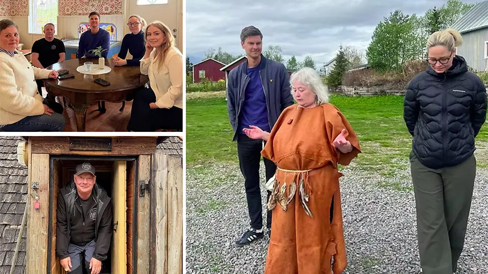 Tre olika bilder som visar Gällivare kommun och Gällivare näringsliv AB på företagsbesök