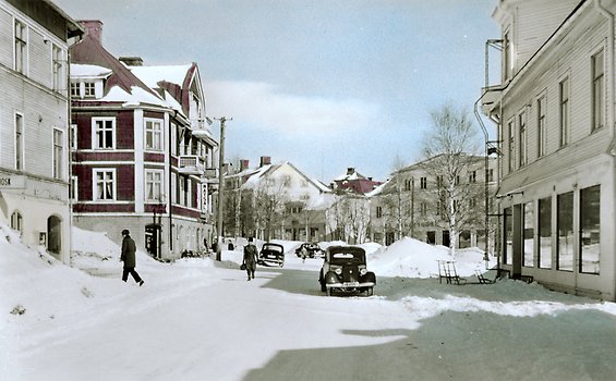 **Gammal bild av Malmbergets centrum.