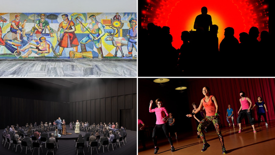 Blandade bilder av kultur och scen i multiaktivitetshuset